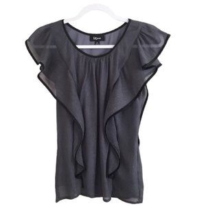 IZ BYER GRAY RUFFLED TOP SZ XS